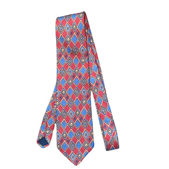 Brooks Brothers Makers 100% Silk Abstract Print Red Tie Teacher Preppy Casual - Picture 2 of 3